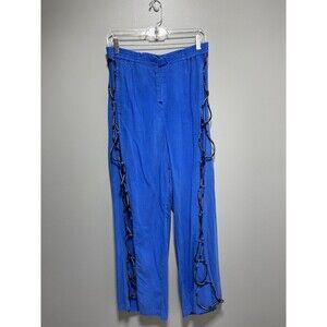 Free People Pants Women's Pull On Blue Gathered Elastic Athletic Lounge Sz L NWT